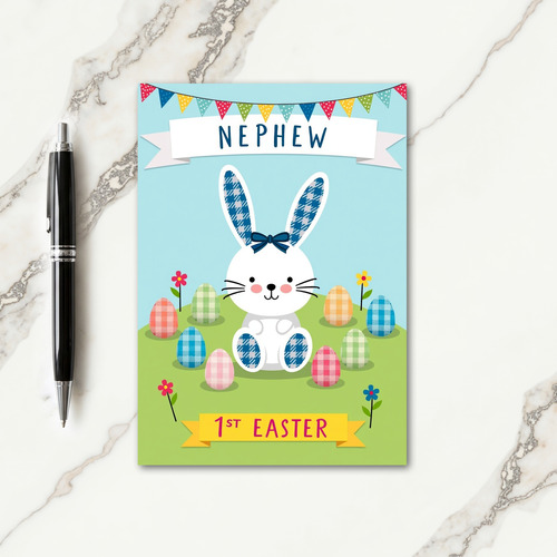 Checked Rabbit Easter Card
