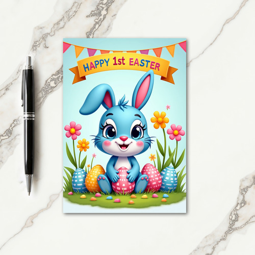 Checkered Egg Happy First Card