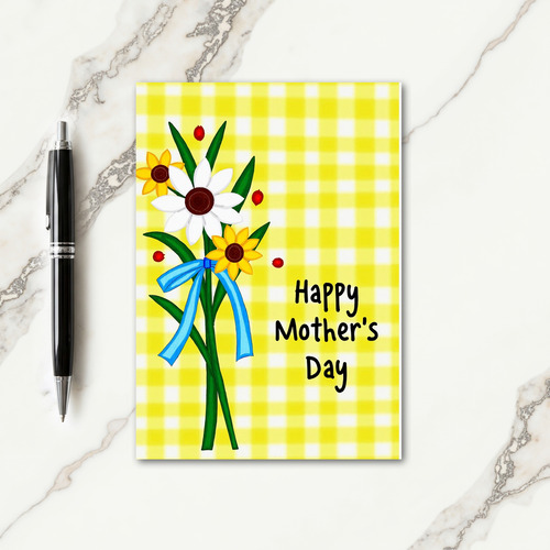 Checkered Floral Mothers Day Card