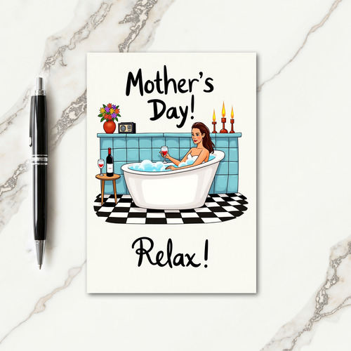 Checkered Relaxing Bath Time Card