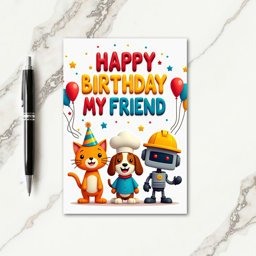 Cheerful Animal Friends Card