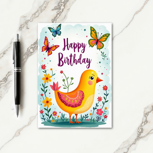 Cheerful Bird Birthday Card