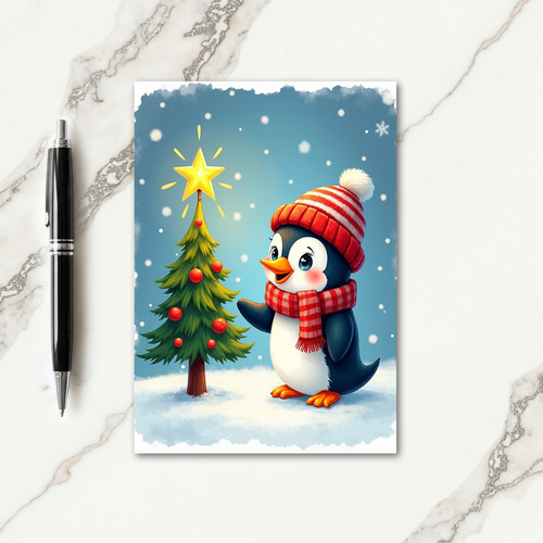 Cheerful Bird Christmas Tree Card