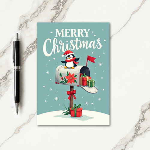 Cheerful Bird Mailbox Christmas Card