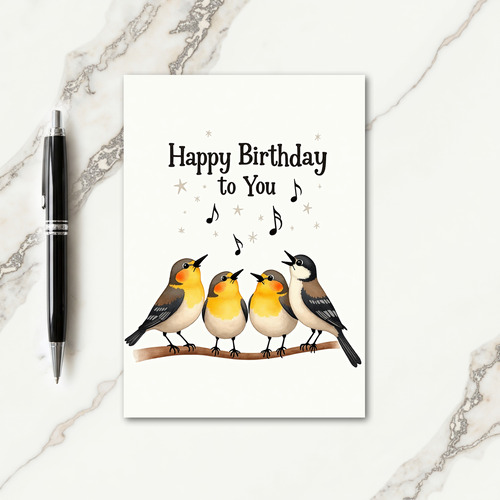Cheerful Birds Birthday Card
