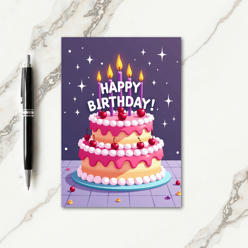 Cheerful Birthday Cake Card