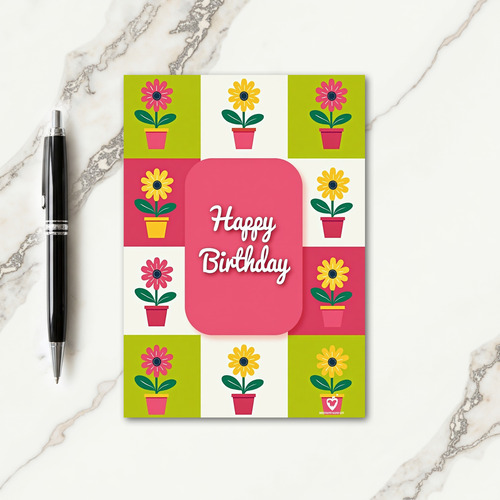 Cheerful Birthday Floral Grid Card