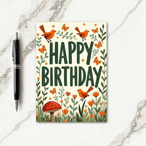 Cheerful Birthday Hand Drawn Art Card