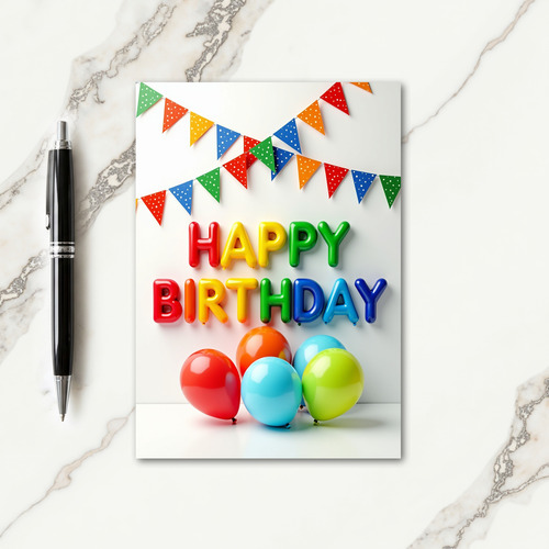 Cheerful Birthday Inflated Letters Card