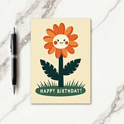 Cheerful Birthday Orange Bloom Card