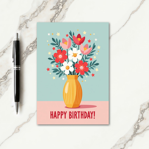Cheerful Birthday Teal Bloom Card