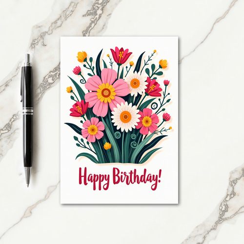 Cheerful Birthday Vibrant Flower Card