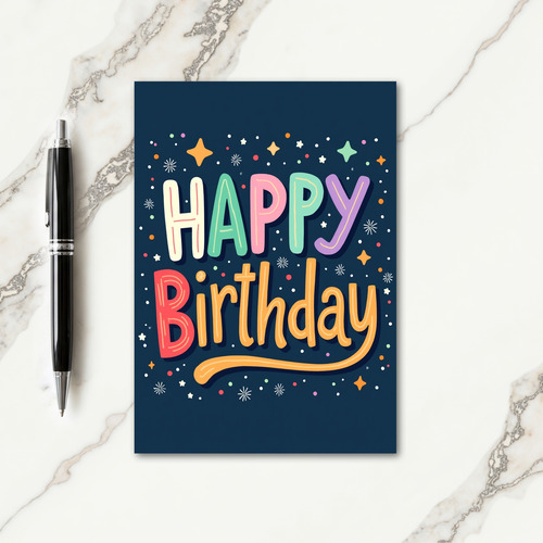 Cheerful Birthday Vibrant Lettering Card