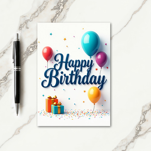 Cheerful Blue Balloons Card