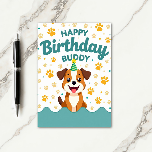 Cheerful Cartoon Dog Birthday Card