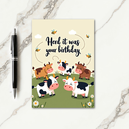 Cheerful Cow Birthday Card