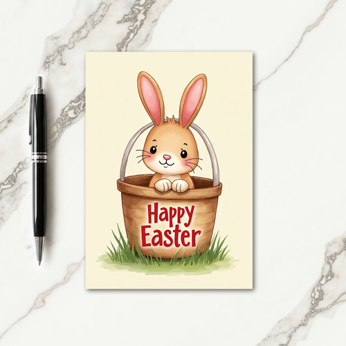 Cheerful Creature In Basket Card