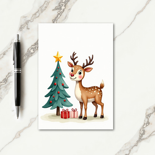 Cheerful Deer Christmas Card