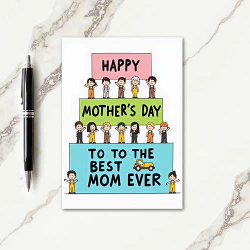 Cheerful Family Mothers Day Card