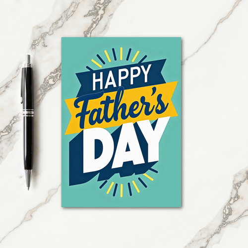 Cheerful Fathers Day Ribbon Card