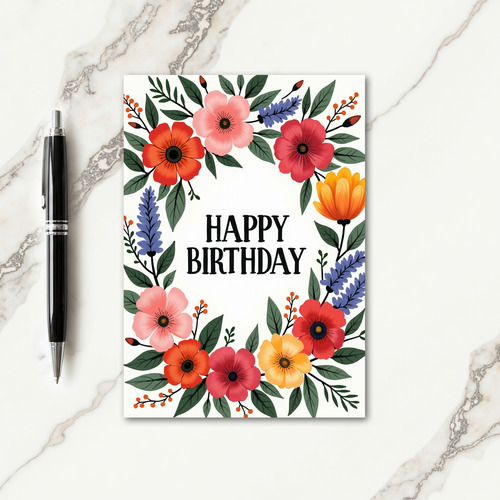Cheerful Floral Frame Card