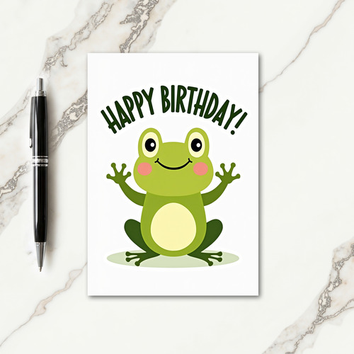 Cheerful Green Frog Birthday Card
