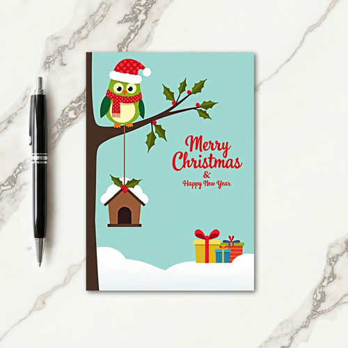 Cheerful Holly Bird Card