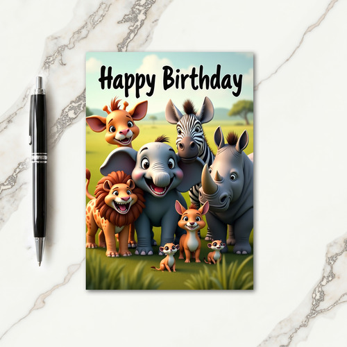Cheerful Jungle Friends Card