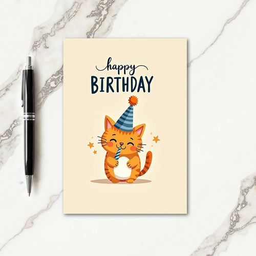 Cheerful Kitty Birthday Card