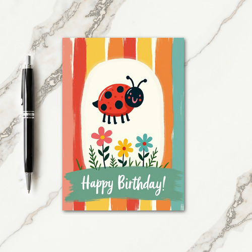 Cheerful Ladybug Birthday Card