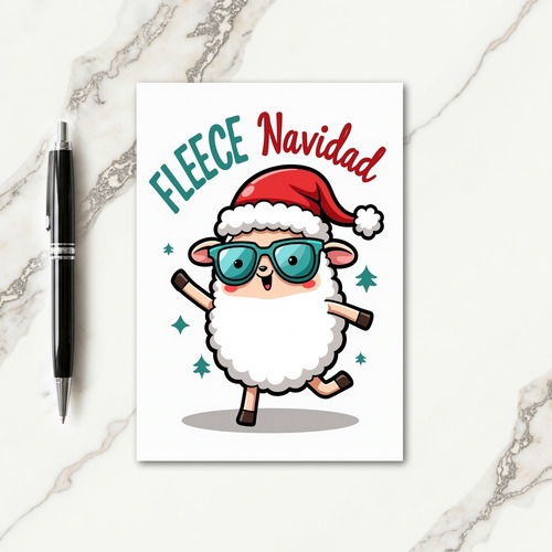Cheerful Lamb Christmas Card
