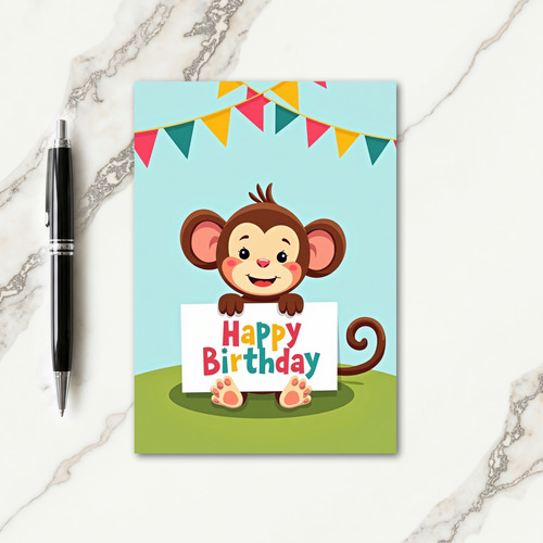 Cheerful Monkey Birthday Card