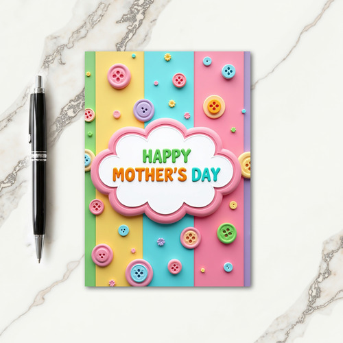 Cheerful Mothers Day Cloud Art Card