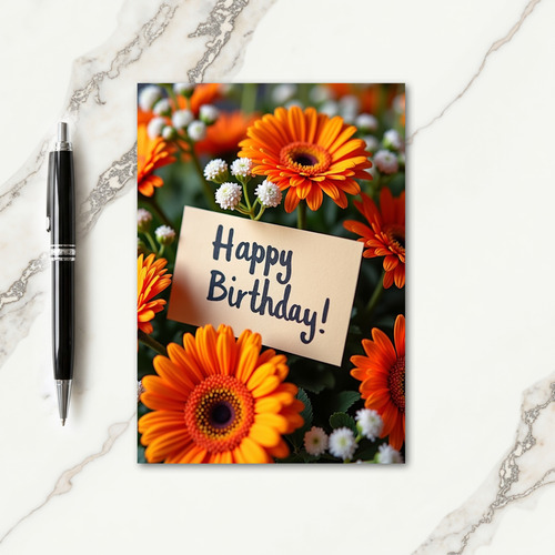 Cheerful Orange Floral Card