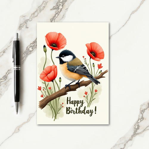 Cheerful Poppy Bird Card