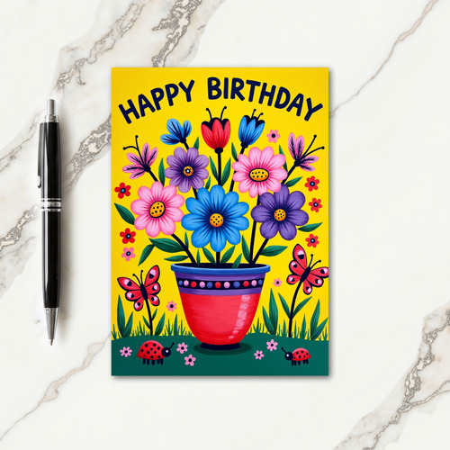 Cheerful Potted Birthday Card
