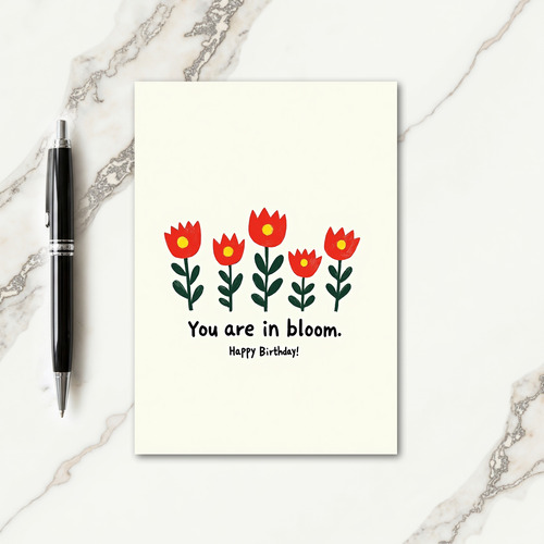 Cheerful Red Bloom Birthday Card
