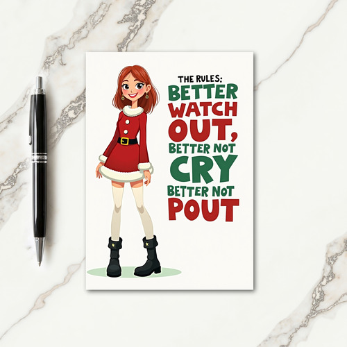 Cheerful Red Dress Christmas Card