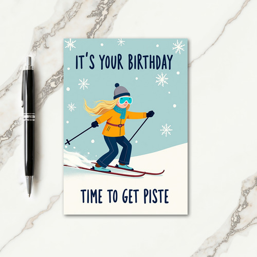Cheerful Skier Birthday Card