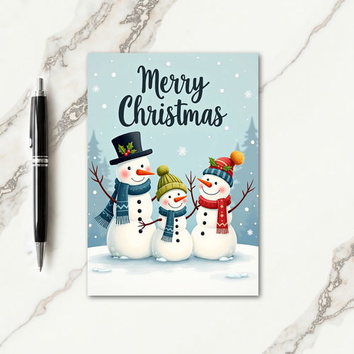 Cheerful Snow Family Art Card
