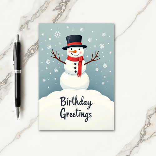 Cheerful Snow Figure Birthday Card