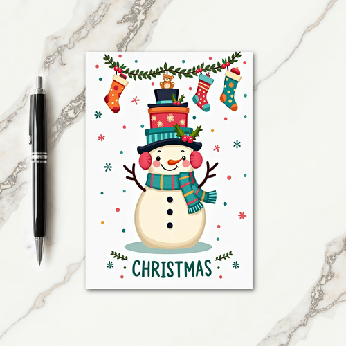 Cheerful Snow Figure Christmas Card