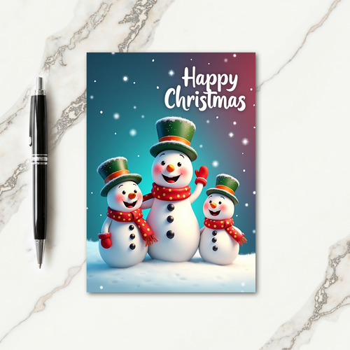 Cheerful Snow Figures Christmas Card