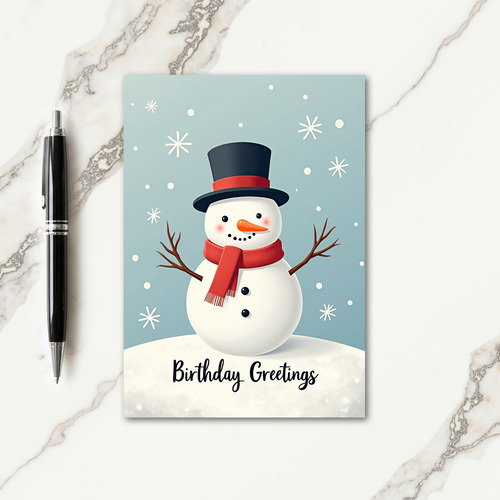 Cheerful Snowman Birthday Card