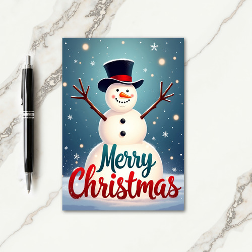 Cheerful Snowman Bokeh Card
