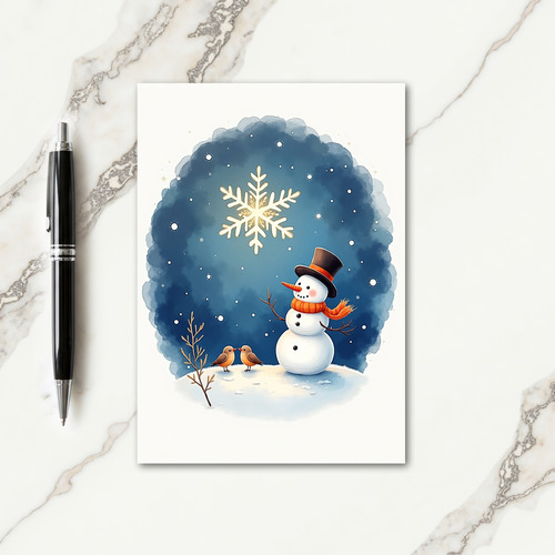 Cheerful Snowman Hat Card