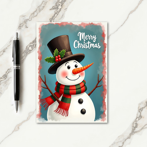 Cheerful Snowman Holiday Card