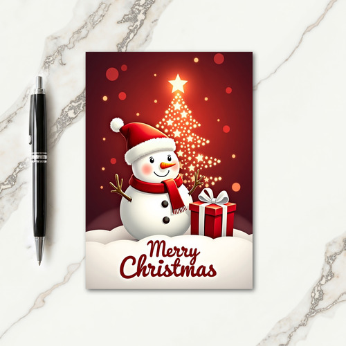 Cheerful Snowman Star Card