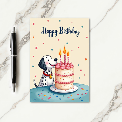 Cheerful Spotted Dog Birthday Card