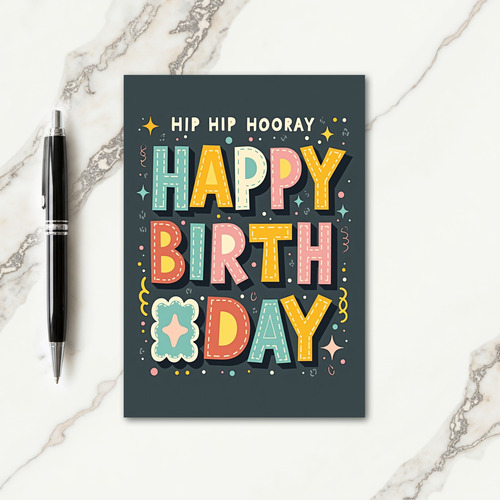 Cheerful Stacked Text Birthday Card